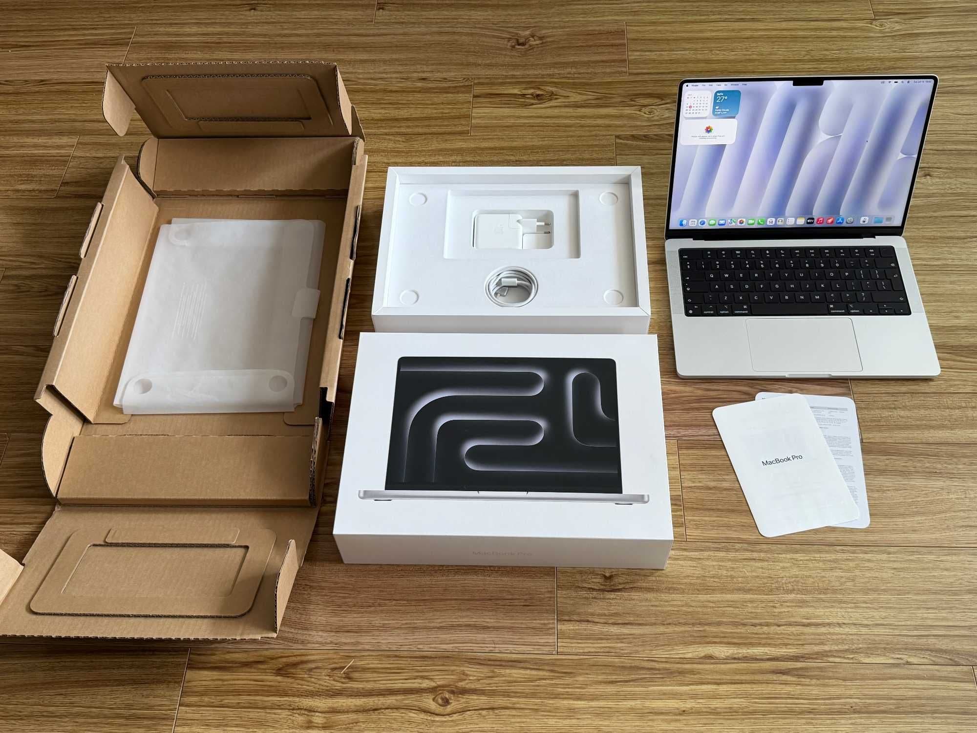 MacBook Pro 14`M3 Pro/11 CPU/14 GPU/18GB RAM/512GB SSD/Батерия 100%/Като Нов/Silver